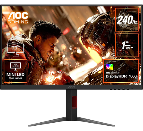 AOC Q27G4ZMN/11 [27型ゲーミング液晶ディスプレイ/2560×1440/HDMI、DisplayPort/ブラック/240Hz/Mini LED]