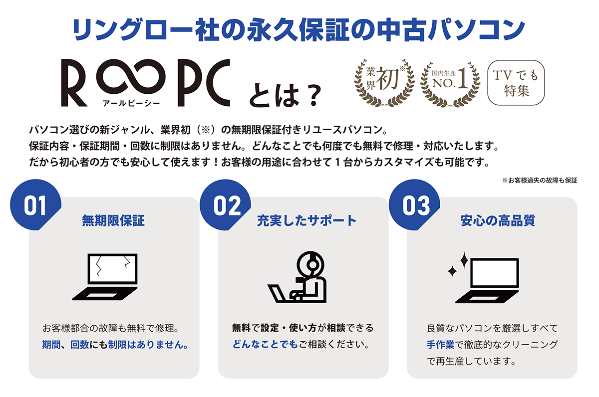 パソコン業界初！永久保証の美品中古パソコン R∞PC(アールピーシー ...